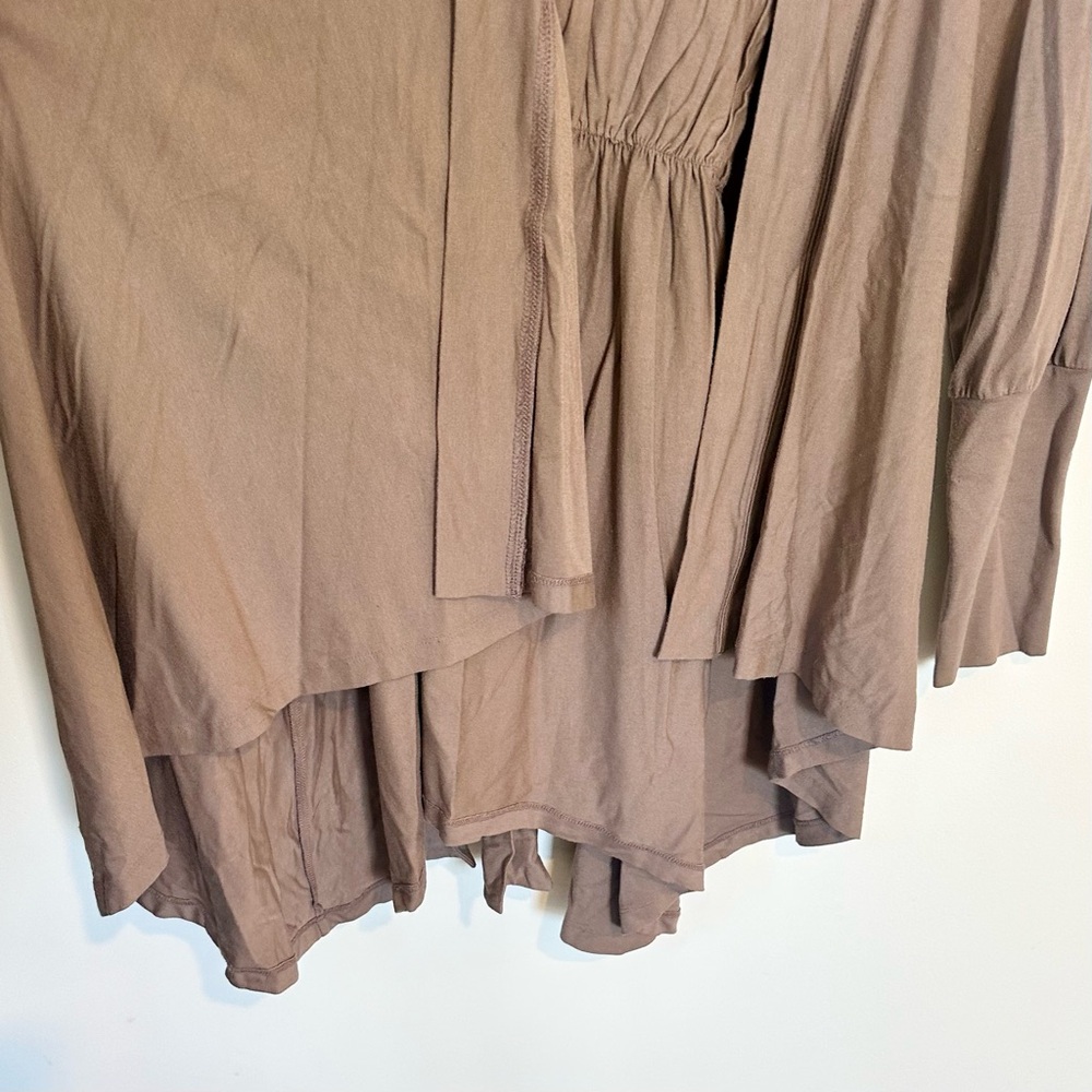 Boston Proper Taupe Asymmetrical Flowy Open Cardigan - Size: Medium - Picture 4 of 7